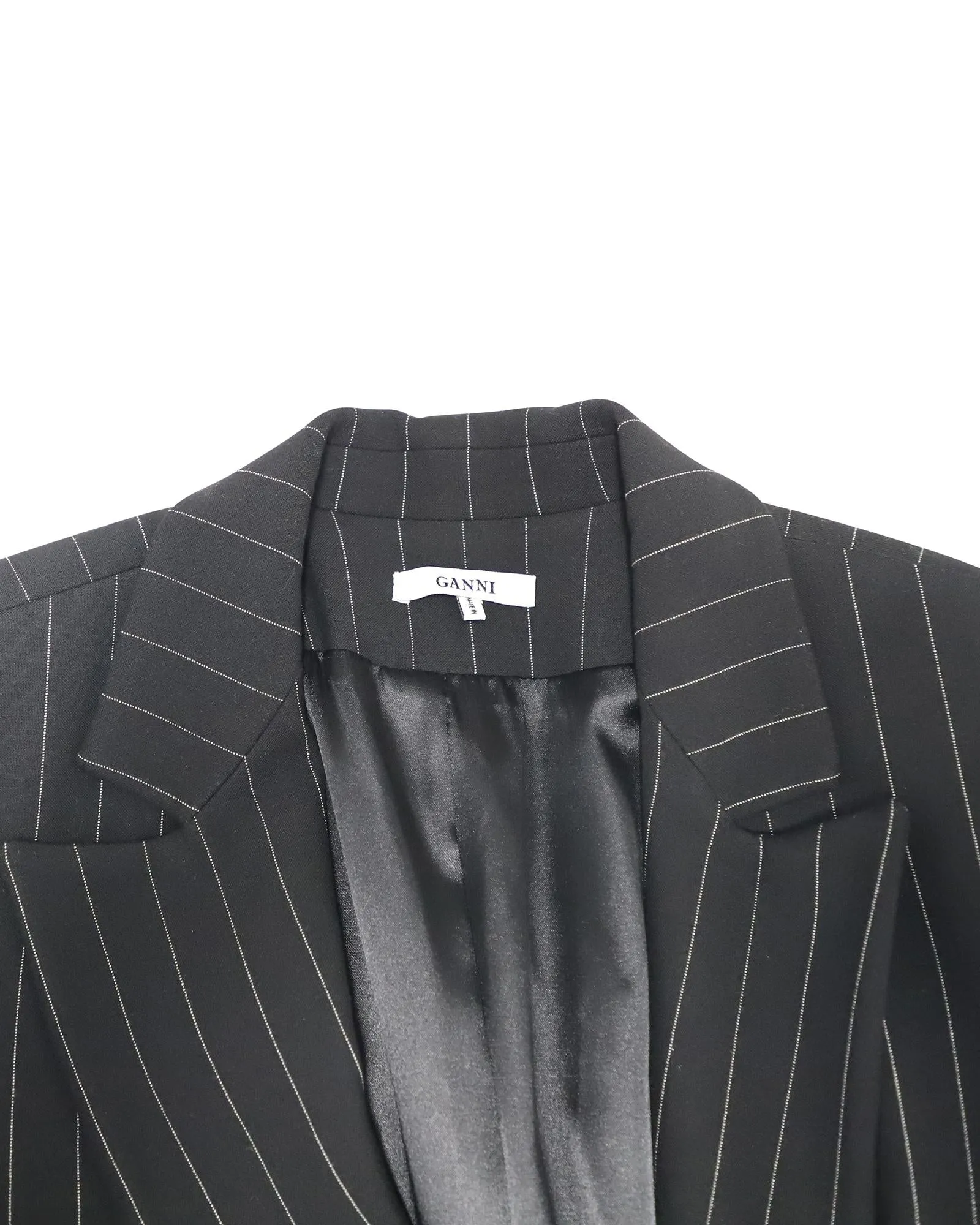 Striped Double-Breasted Blazer in Black Polyester