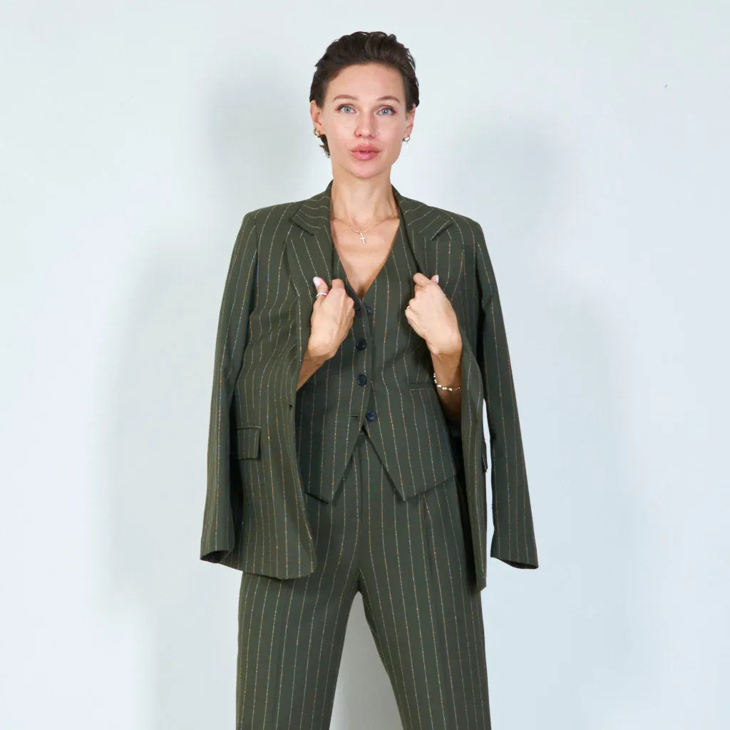 Striped single-button blazer with notch lapel wholesale