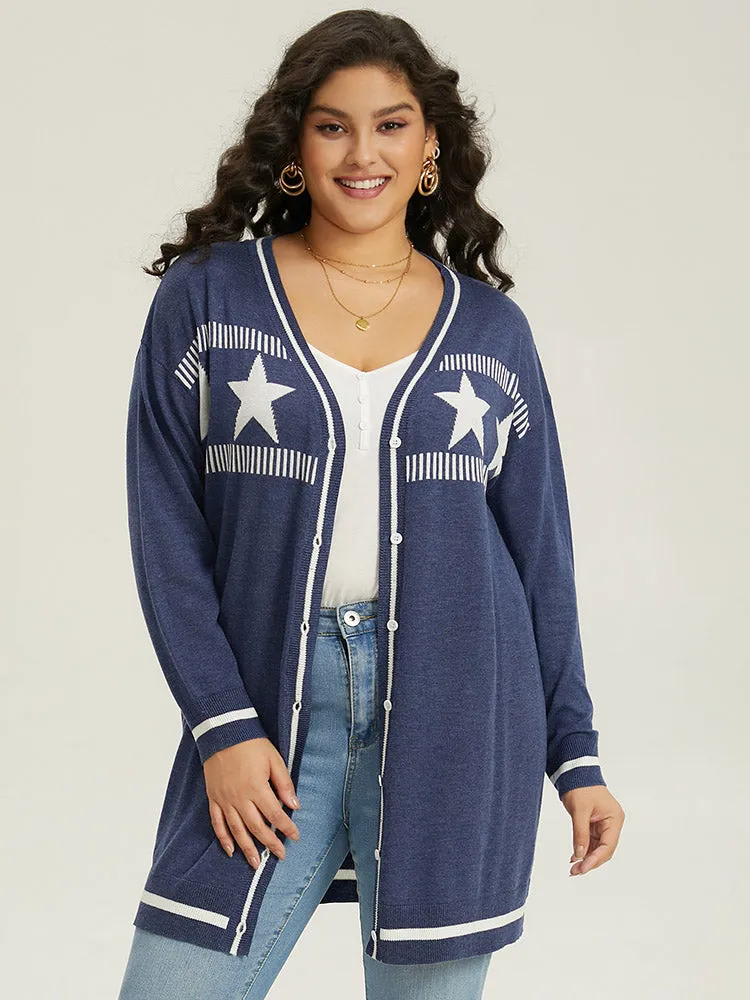 Supersoft Essentials Star Contrast Trim Button Through Cardigan