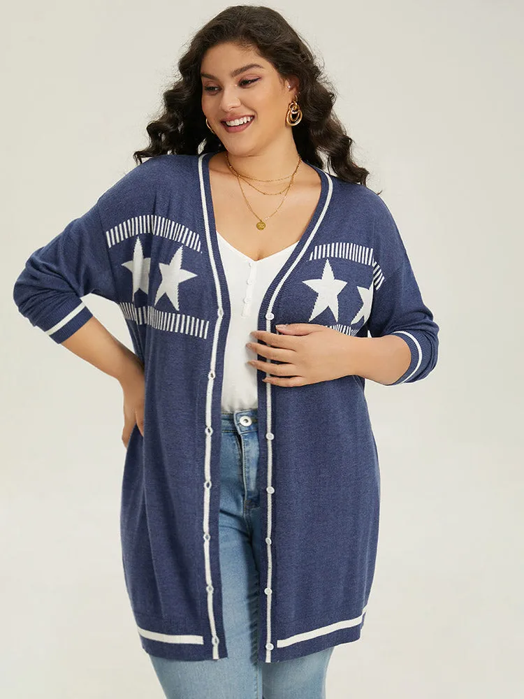 Supersoft Essentials Star Contrast Trim Button Through Cardigan