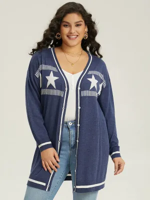 Supersoft Essentials Star Contrast Trim Button Through Cardigan