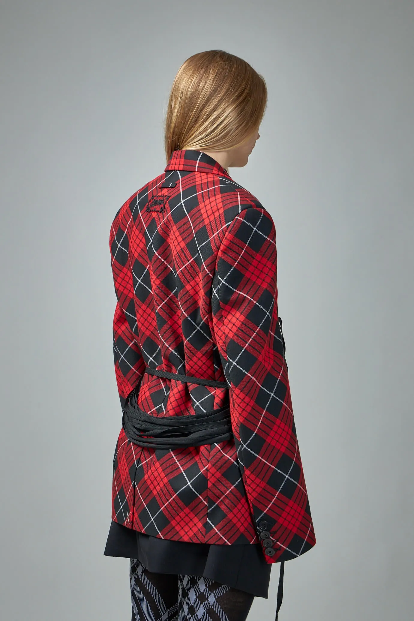 Tartan Tailored Jacket with Lacing Detail