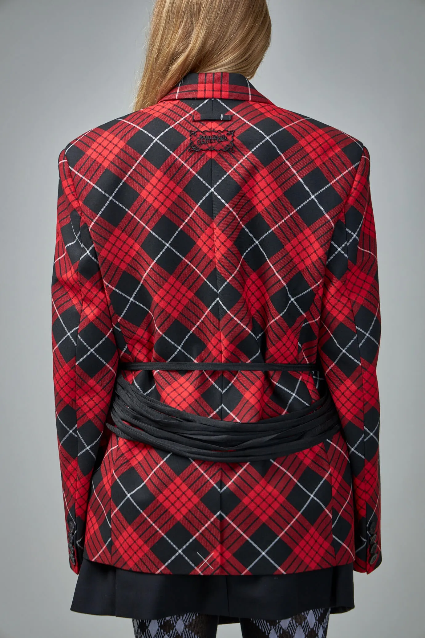 Tartan Tailored Jacket with Lacing Detail