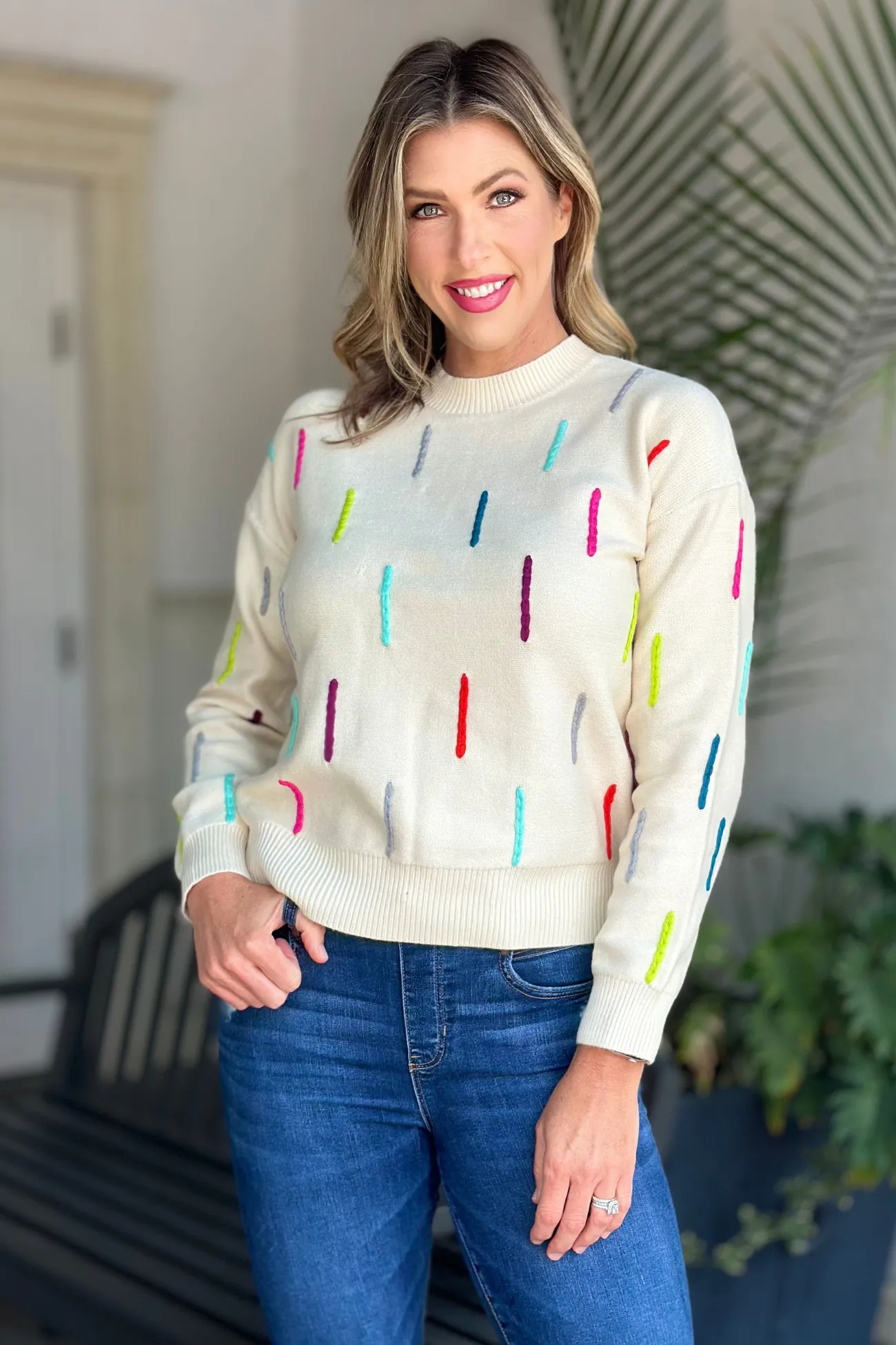 THML Colorful Lines Knit Sweater