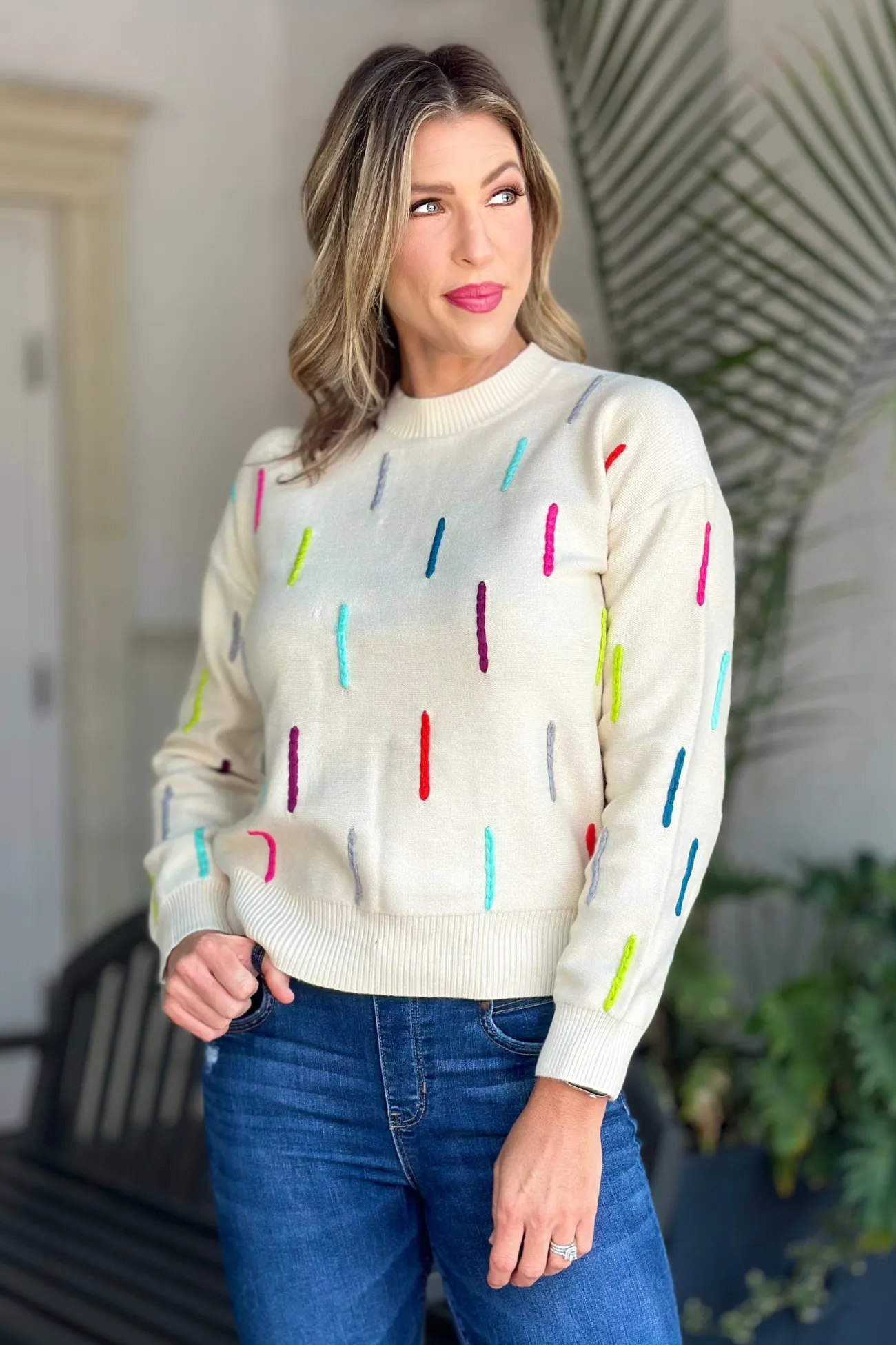 THML Colorful Lines Knit Sweater