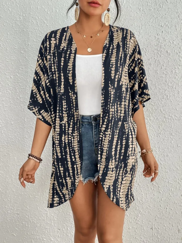 Tie Dye Short Sleeve Kimono Cardigan