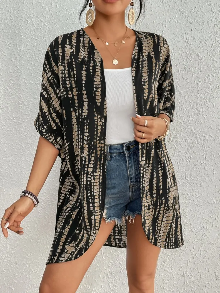 Tie Dye Short Sleeve Kimono Cardigan