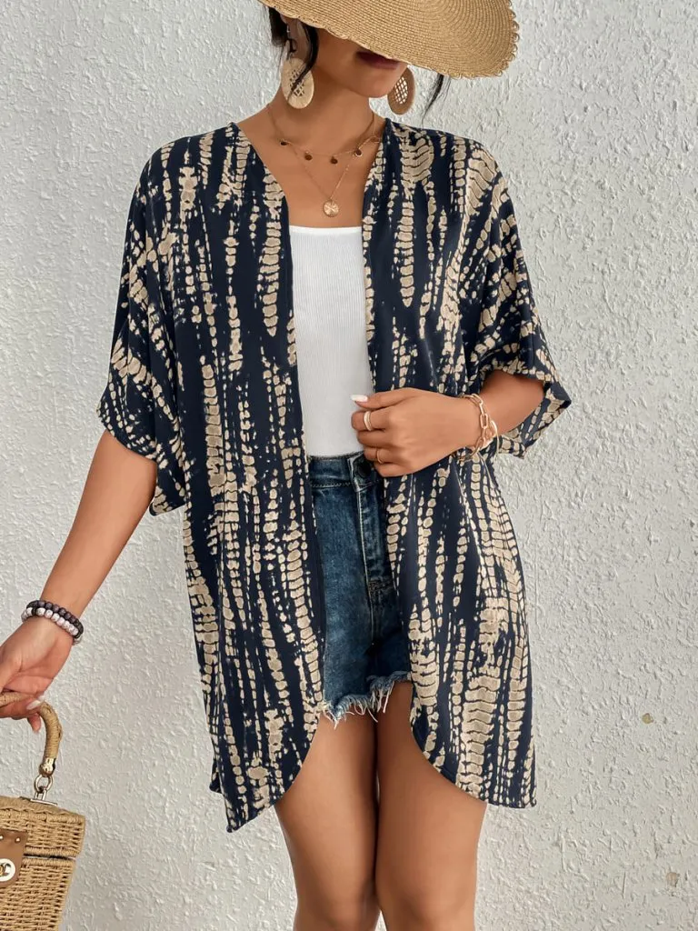 Tie Dye Short Sleeve Kimono Cardigan