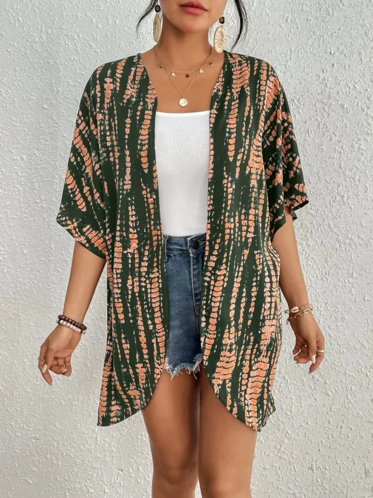 Tie Dye Short Sleeve Kimono Cardigan