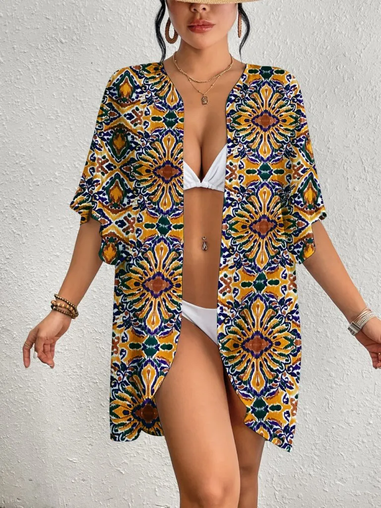 Tie Dye Short Sleeve Kimono Cardigan