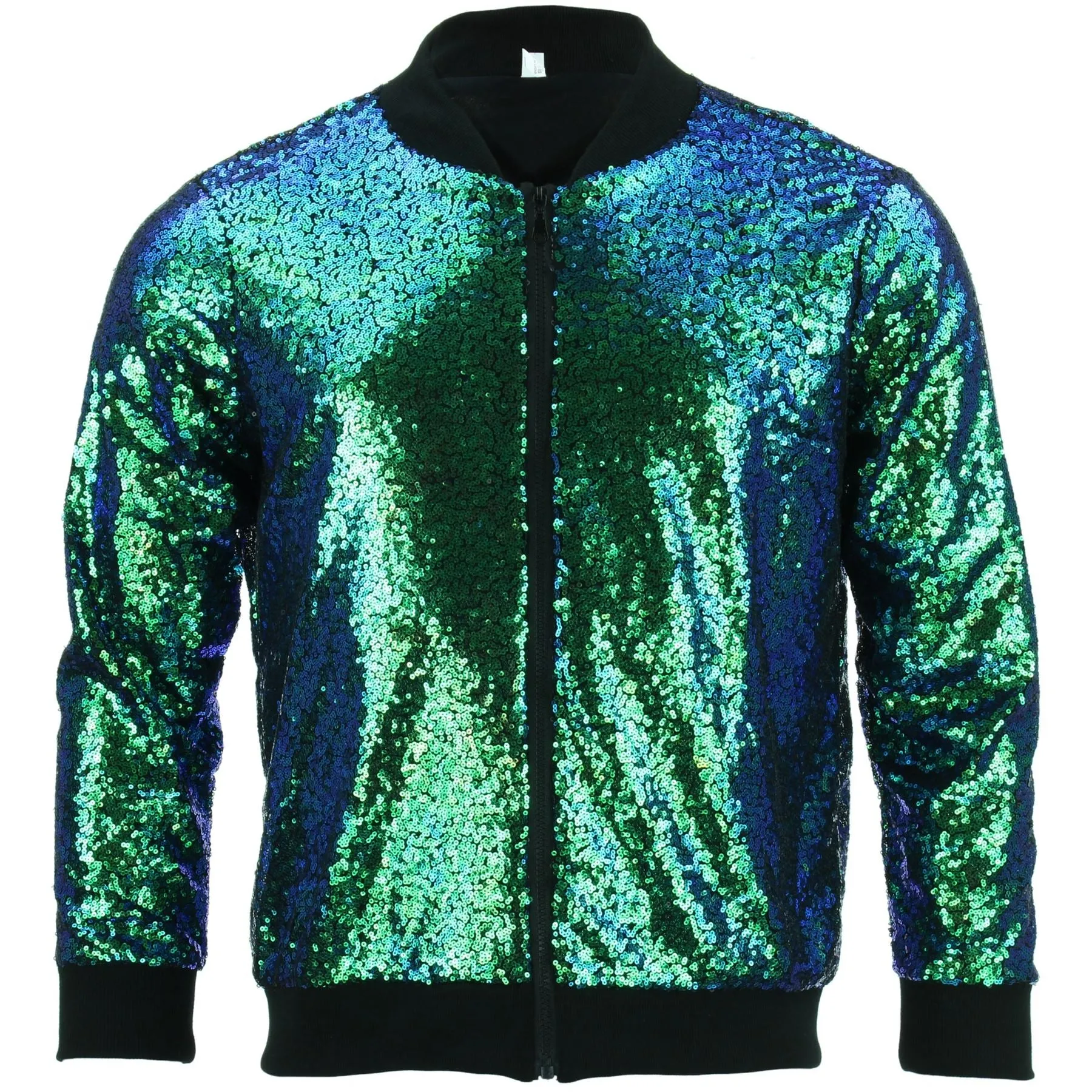 Unisex Sequin Bomber Jacket - Green