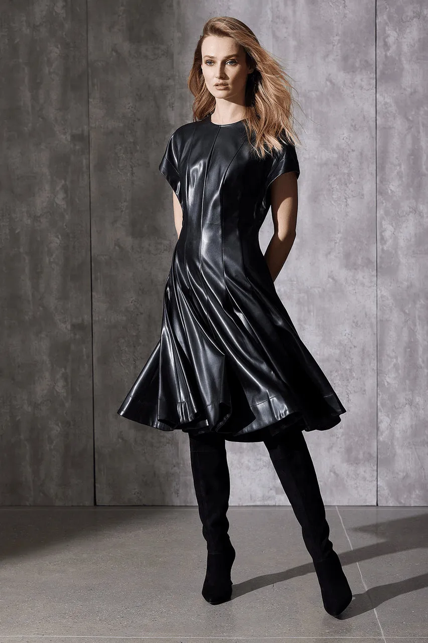 Vegan Luxe Lambskin Fit & Flare Dress