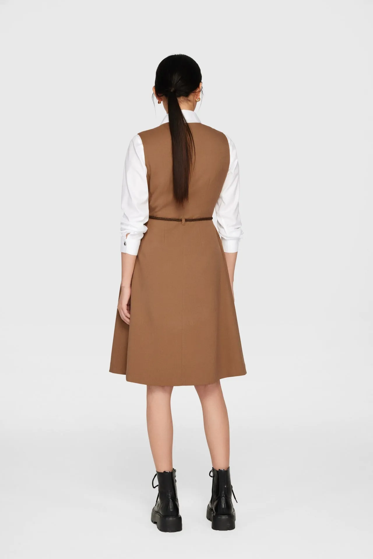 Veronica Soft Touch Stretchable Flare Trench Dress with Belt