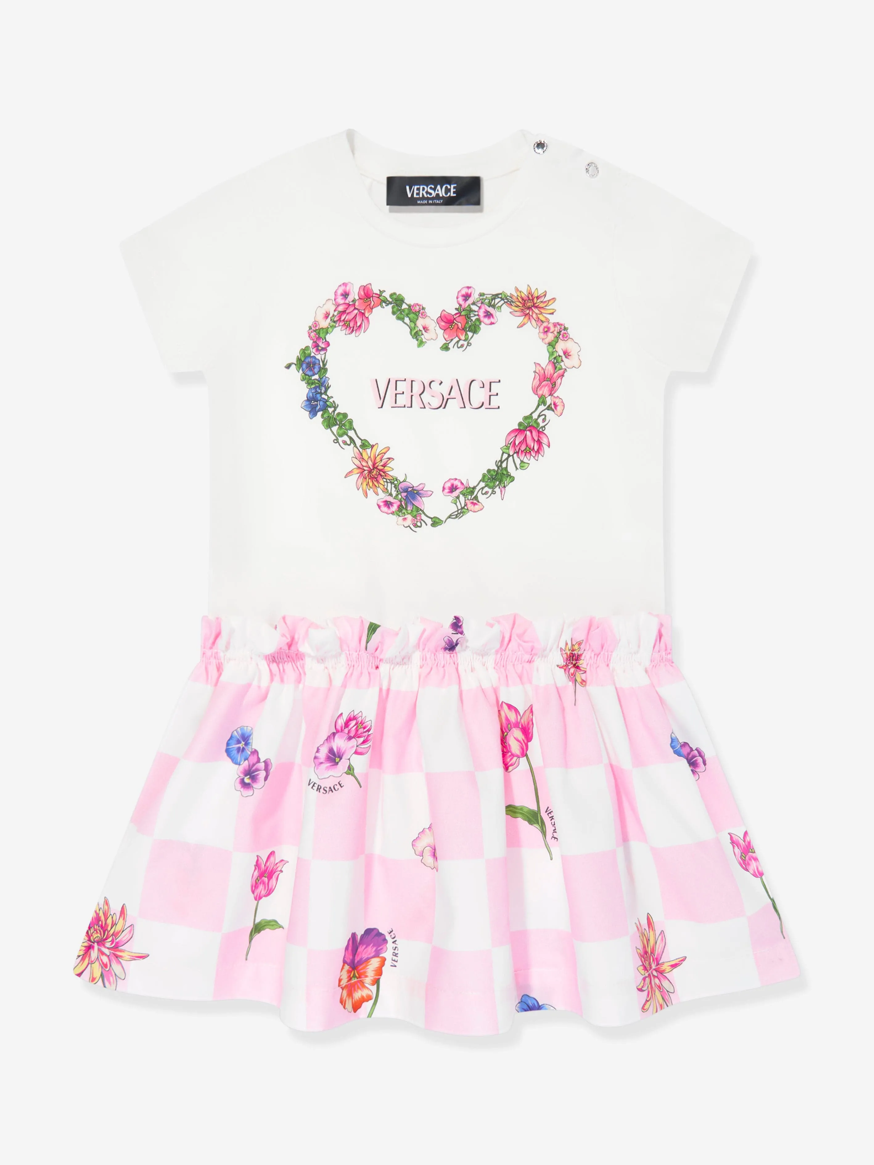 Versace Baby Girls Heart Logo Jersey Dress in White