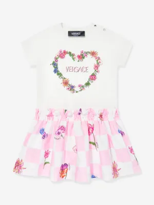 Versace Baby Girls Heart Logo Jersey Dress in White