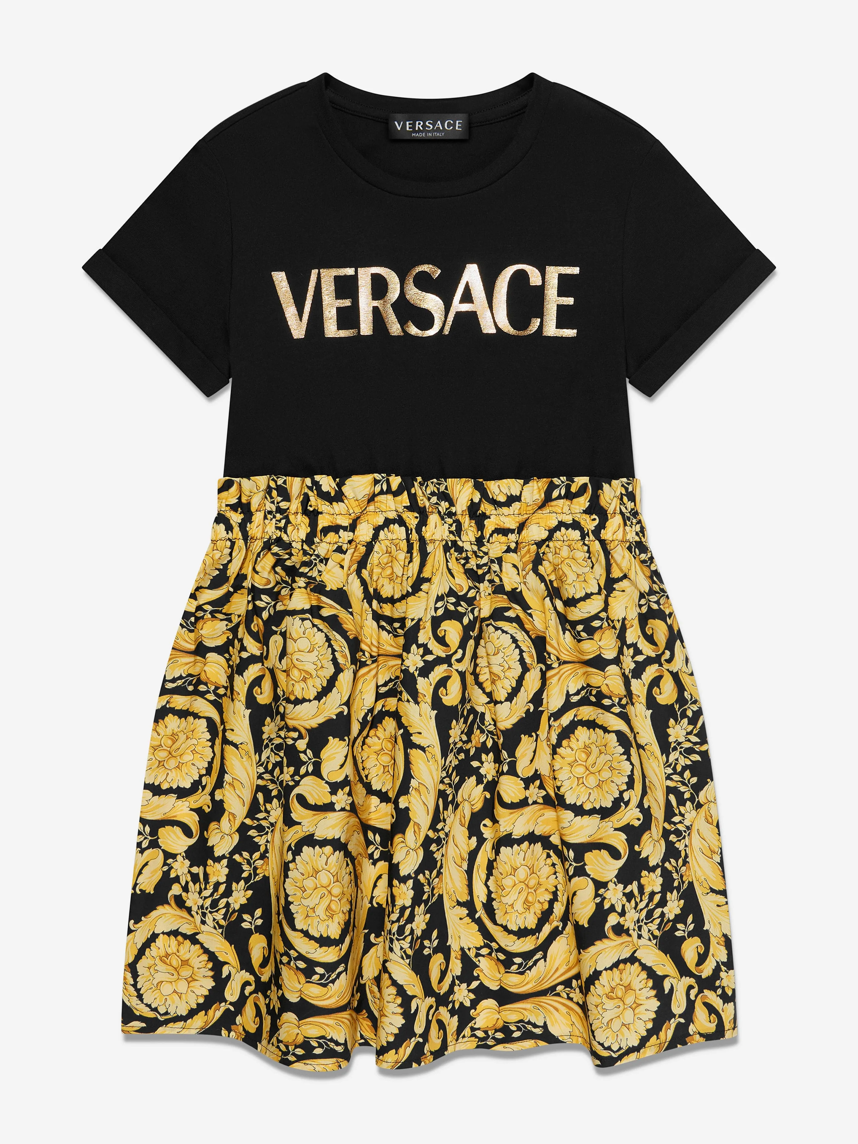 Versace Girls Barocco Logo Dress in Black