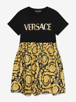 Versace Girls Barocco Logo Dress in Black